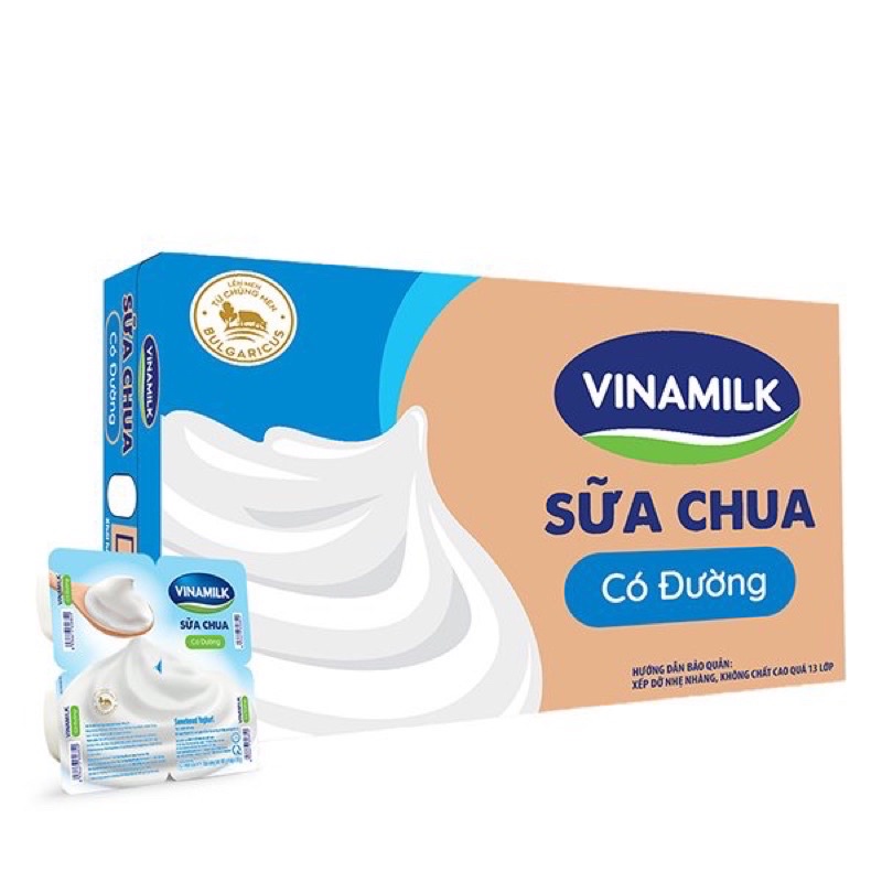 Sữa chua vinamilk vỉ 4 hộp có đường/không đường