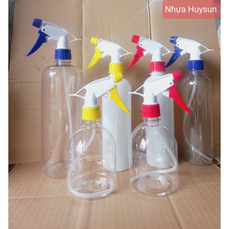 Chai Vòi Xịt Kính Chữ A 500ml, 1000ml. Chai Dày Dặn. NHỰA HUYSUN. Có Test Kiểm Định Chất Lượng