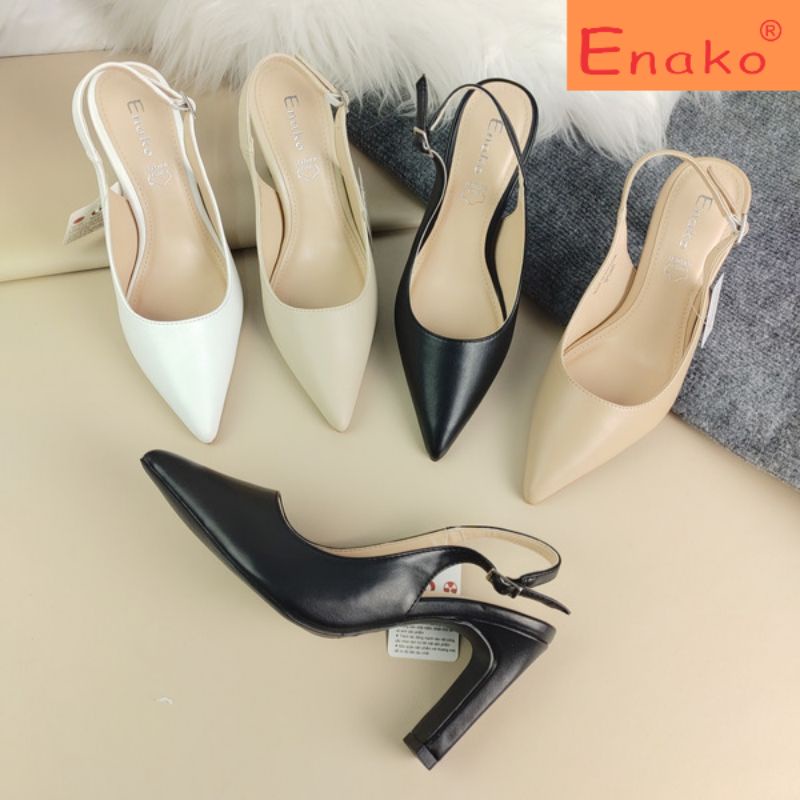Giầy bít mũi nhọn slingback enako tp13460 - giầy mũi nhọn quai cài hậu gót cao 9cm