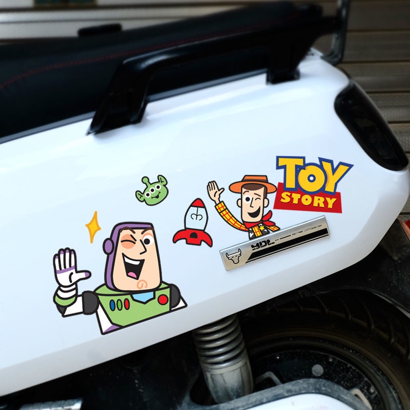 Miếng Dán Trang Trí Xe Mô Tô Điện Họa Tiết Hoạt Hình Toy Story Buzz Lightyear Calf