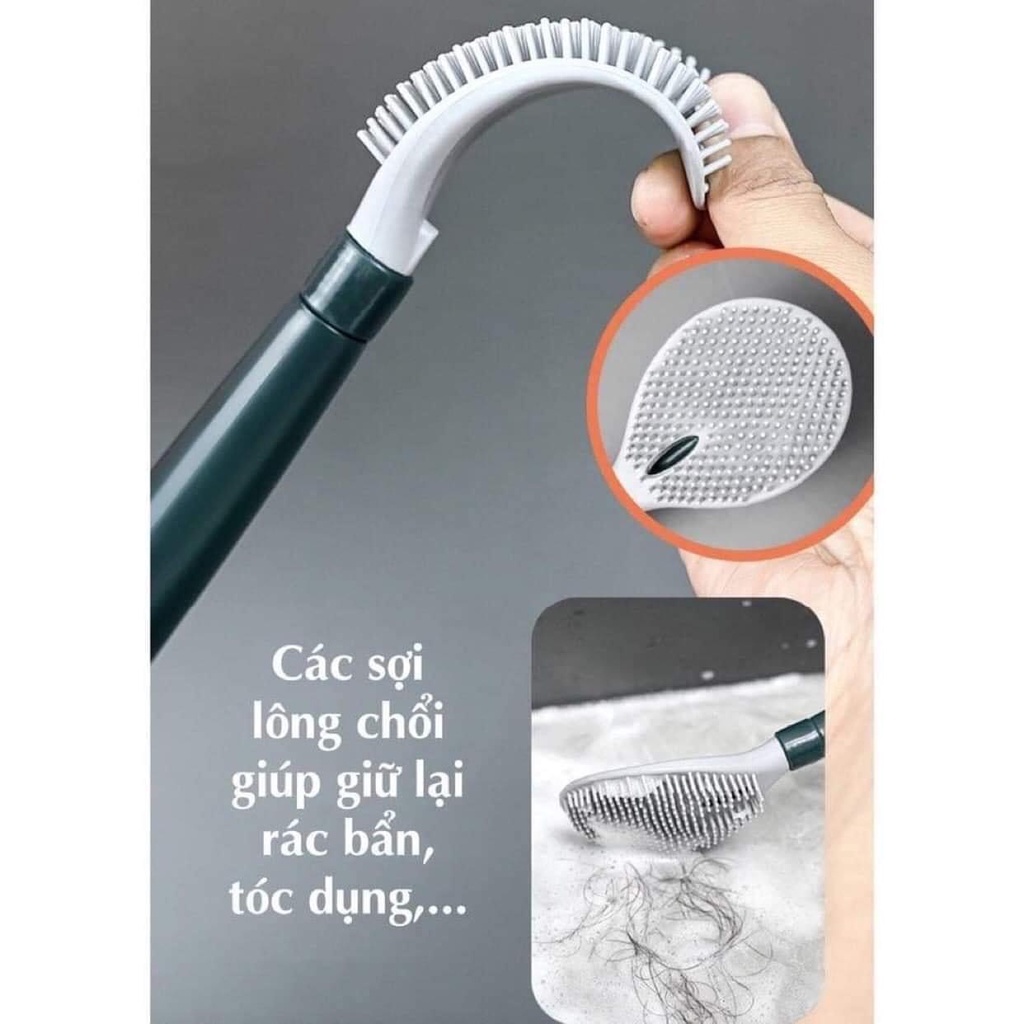 Cọ bồn cầu silicon , cọ chà toilet thông minh gắn tường có bình chứa xà phòng tiện lợi