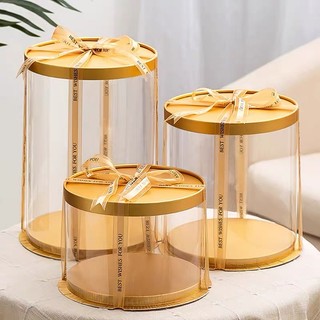 Hộp mica tròn trong đựng quà Tết không kèm ruy băng