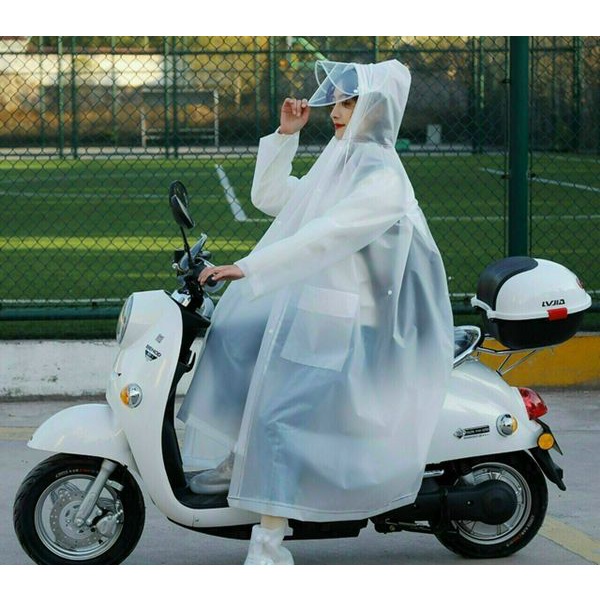 Áo Mưa Trong Suốt Kiểu Dáng Thời Trang Có Khóa Kéo,Nút Cài Và Có Nón Bảo Vệ Che Mưa Cực Tốt