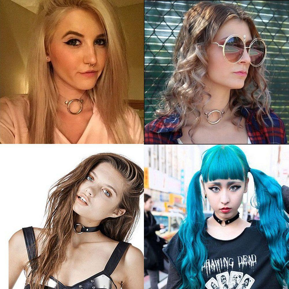 ANEMONE Vòng cổ Da PU Đính Đinh Tán Phong Cách Gothic Punk