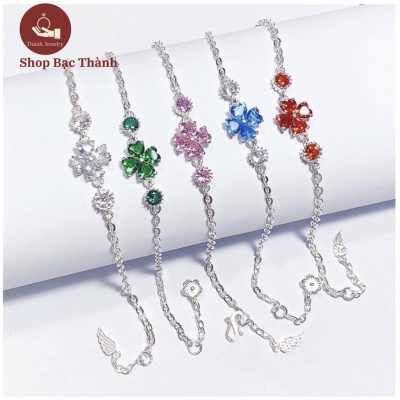 Lắc Tay Nữ Bạc Ta Cỏ 4 lá may mắn, vòng tay cỏ 4 lá bạc đẹp ( Có Bảo Hành Làm Sáng, Ảnh Thật )