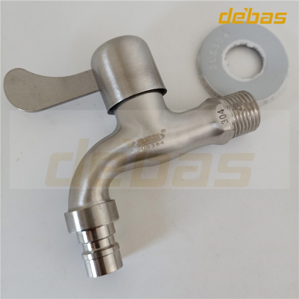 Vòi tay gạt inox 304 vòi máy giặt vòi hồ romine chính hãng Debas V518