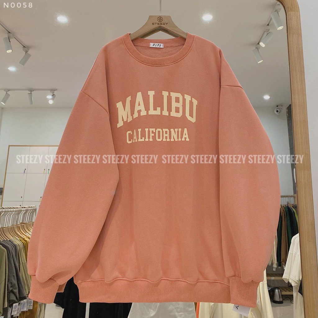 Áo sweater nỉ bông dáng rộng in chữ Mali - 247store.vn - AoSwtMALIBU780