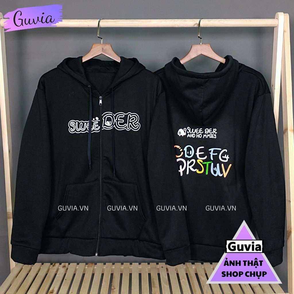 Áo Khoác Nỉ Hoodie SWEEDER Nam Nữ Ulzzang Unisex Tay Rộng Dây Kéo Form Rộng GUVIA | BigBuy360 - bigbuy360.vn