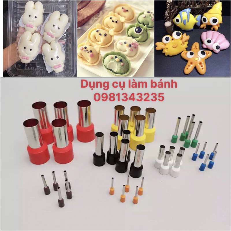 Bộ 8 khuôn và 40 khuôn lò xo tạo nhấn mắt tạo hình bánh bao, bánh mỳ