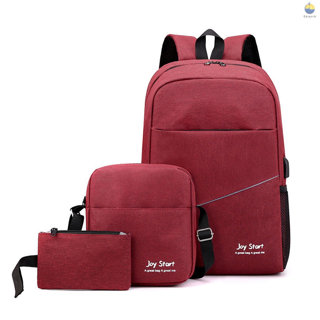 Set 3 Món Gồm Ba Lô + Túi Đeo Chéo + Ví Nhỏ Đựng Laptop 15.6Inch