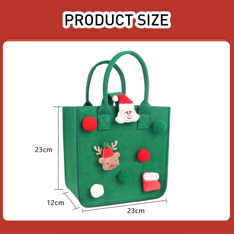 One Túi Xách Vải Nỉ In Hoạt Hình Giáng Sinh Đáng Yêu Thời Trang Đường Phố Đơn Giản
