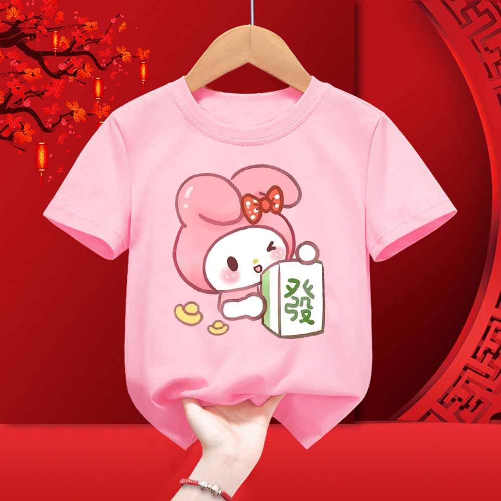 4 Màu Trẻ Em Áo Unisex Cho Trẻ Em Tay Ngắn Tee Hoạt Hình Mèo Kitty Dễ Thương In Áo
