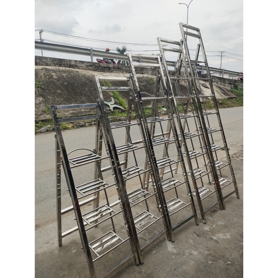 Thang Xếp Vuông INOX Chữ A (dùng để thắp hương, leo cao)
