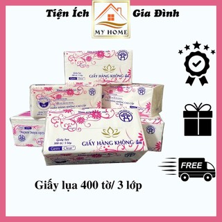 Combo 4 bịch khăn giấy rút hàng không cao cấp, giấy lụa 400 tờ/ 3 lớp mềm mịn siêu dai