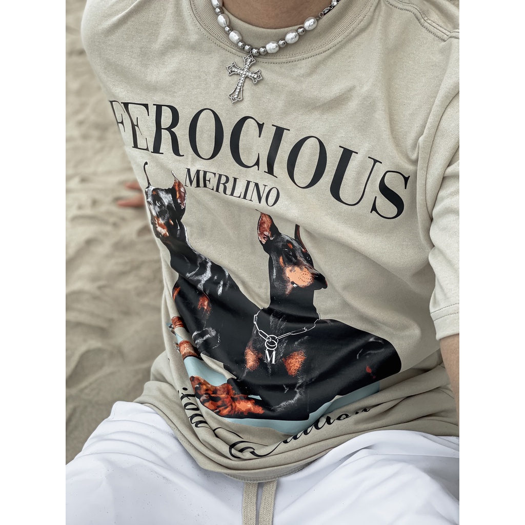 Áo thun Merlino Studio I Ferocious - Form America, tay lỡ  unisex, 100% Cotton 2WS