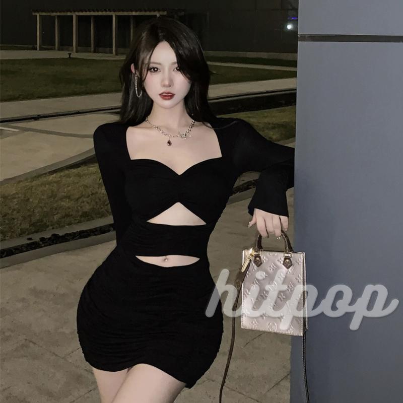 Đầm Ôm Dài Tay Xẻ Tà Màu Sắc Thời Trang Đi Biển Cho Nữ