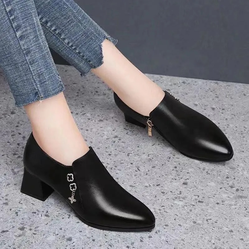 Giày BốT Cao GóT ChấT LiệU Da Pu Phong CáCh Cổ ĐiểN Cho Nữ Size 35-42 A6450