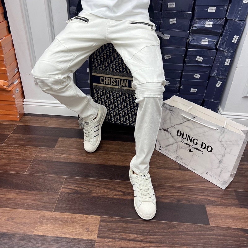 Quần Jean Dài Nam Màu Trắng Phong Cách Thời Trang Cao Cấp