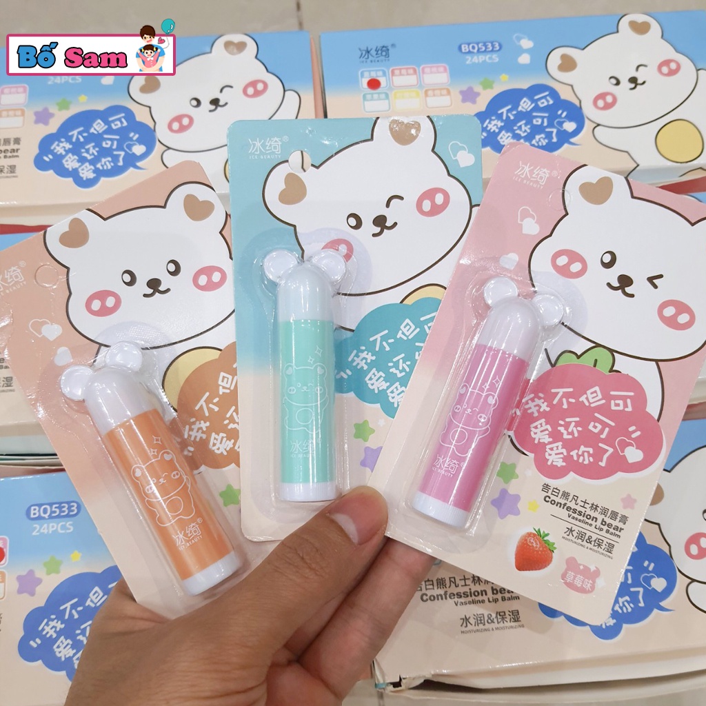 Son dưỡng môi trẻ em Gấu Trắng 4.5g an toàn cho bé, hương vị tự nhiên Ice Beauty Shop Bố Sam