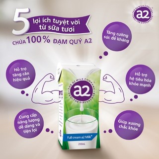(Thùng 24 hộp) Sữa Pha Sẵn A2 Full Cream, 200ml (DATE 04.2023)