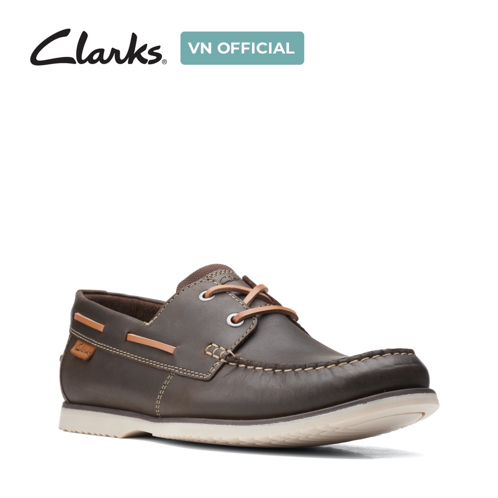 Giày Lười Da Nam Clarks Noonan Lace màu nâu đậm