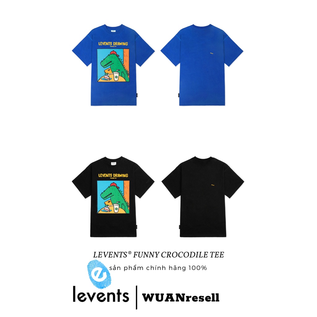 Áo Thun Cá Sấu LEVENTS® FUNNY CROCODILE TEE (Blue n Black) WUAN.resell 🐊 Tặng Kèm Túi Tote Hoặc Túi Giấy Khi Mua Từ 2SP