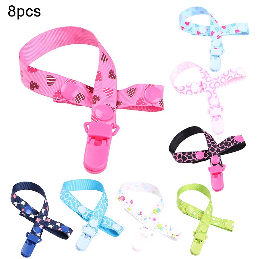 Set 8 Dây Đeo Núm Vú Giả Bằng Polyster Có Thể Điều Chỉnh Cho Bé Giá Đỡ