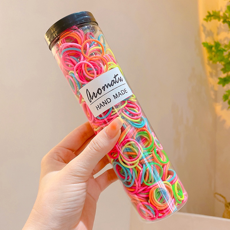 Hộp 300 Dây Buộc Tóc Cao Su Co Giãn Phong Cách Hàn Quốc Cho Nữ