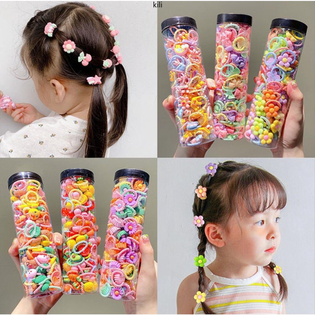 Bộ 10 / 20 Dây Buộc Tóc Cao Su Đàn Hồi Dễ Thương Cho Bé