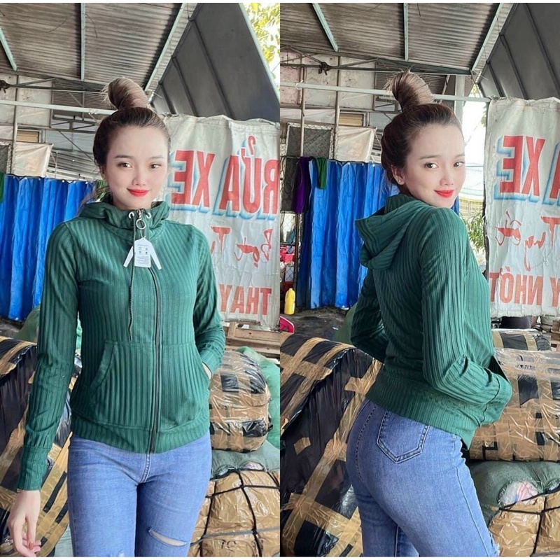 Áo Khoác Thời Trang Chống Nắng Gân Đũa 6 Túi Mềm Mịn