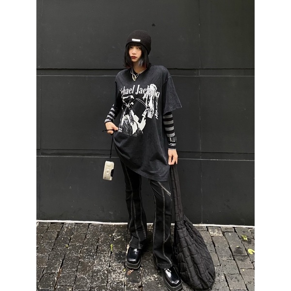 Áo thun wash in hình cổ điển  - Michael Jackson