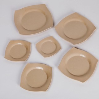 Dĩa vuông nhựa Melamine màu Nâu