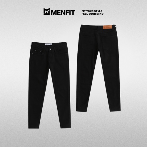 Quần jean nam đen trơn cao cấp MENFIT 2307001 chất denim co giãn nhẹ 2 chiều, chuẩn form
