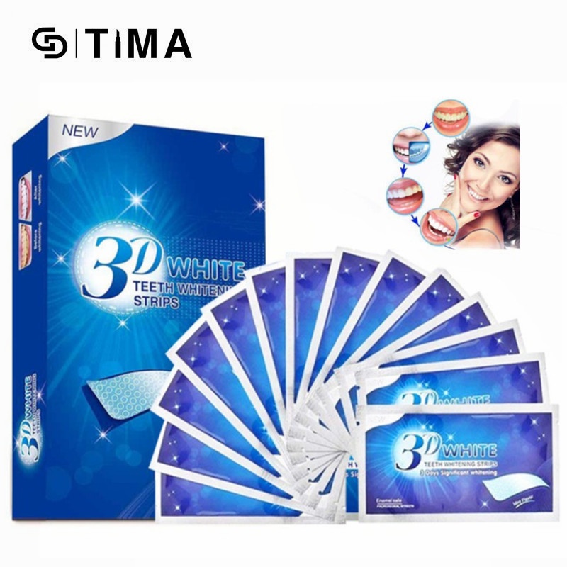 Hộp 14/ 28 dải làm trắng răng GDTIMA 3D loại bỏ vết ố vàng trà chăm sóc răng miệng