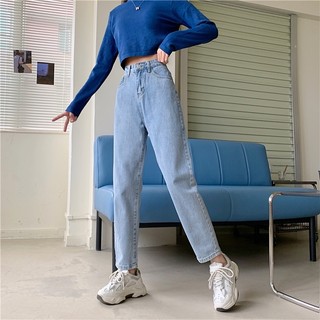 Quần jean nữ dáng baggy 93HEY quần jean cạp lưng cao co giãn nhẹ dày dặn Quảng Châu QJ01