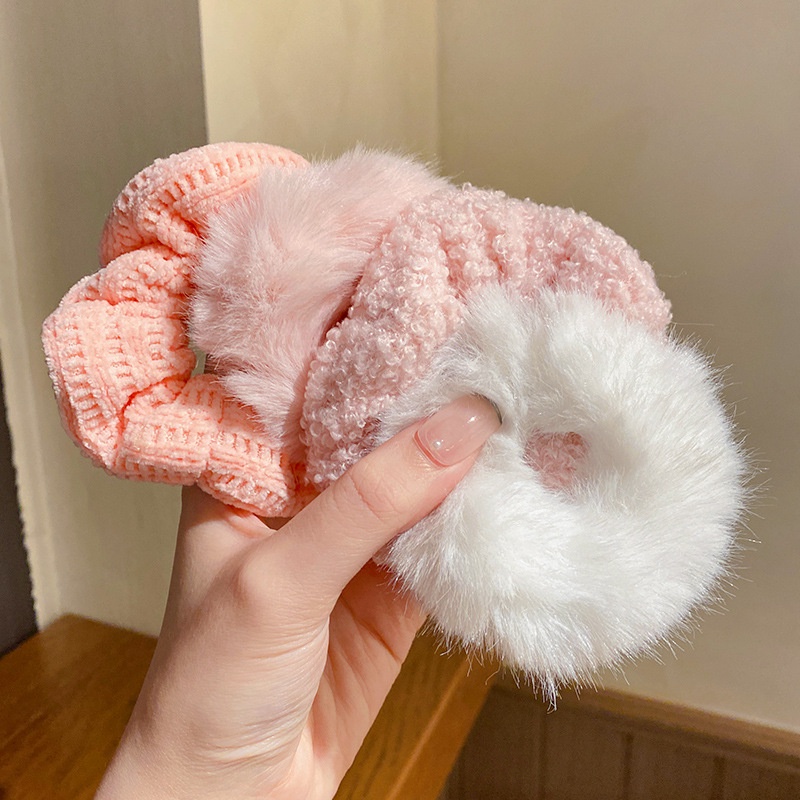 Bộ 7 Dây Cột Tóc Cao Su Phối Lông Thời Trang Thu Đông 2022 Dễ Thương