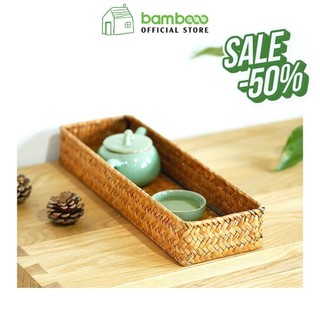 Khay cói chữ nhật BAMBOOO ECO đựng đũa thìa gia vị trong gia đình nhà hàng khách sạn thân thiện môi trường