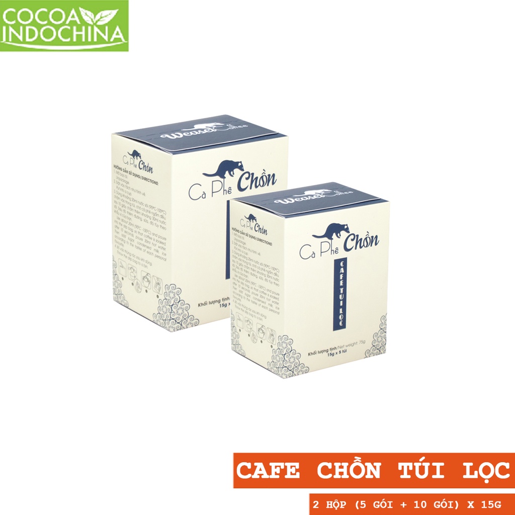 Combo 2 hộp cà phê Chồn phin giấy cao cấp + bột kem pha cà phê