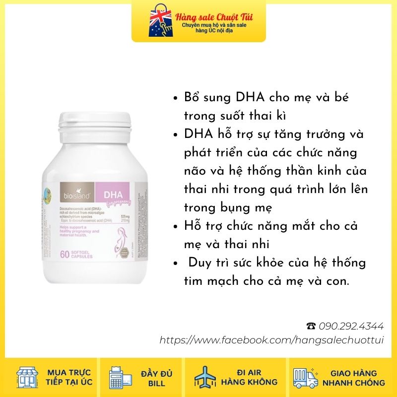Viên uống DHA Bio Island cho mẹ bầu - Hàng Úc đủ bill