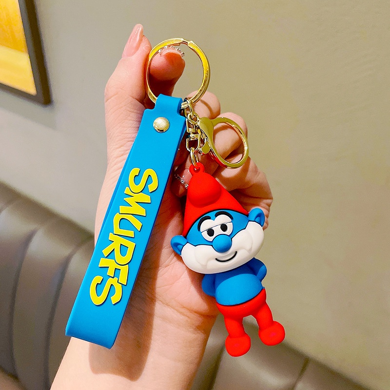Móc Khóa Silicon Hình Smurf Hoạt Hình Sáng Tạo Dễ Thương