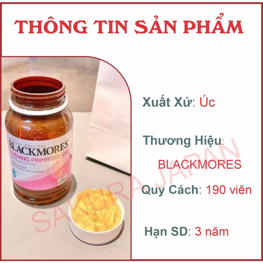 Tinh dầu hoa anh thảo Blackmores Evening Primrose Oil 1000 đẹp da cân bằng nội tiết tố lọ 190v nội địa Úc