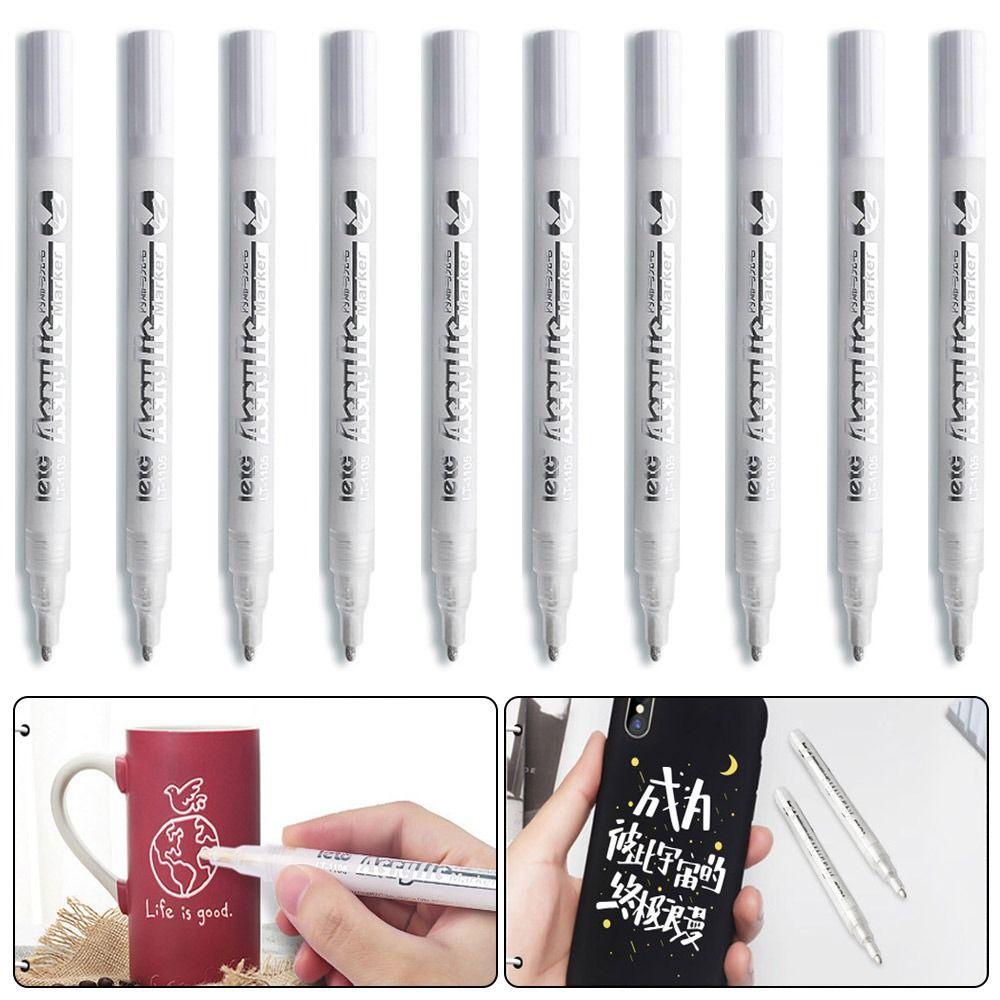 CHOOKEY Bộ 10 Cây Bút Màu Trắng Vẽ Graffiti Nghệ Thuật