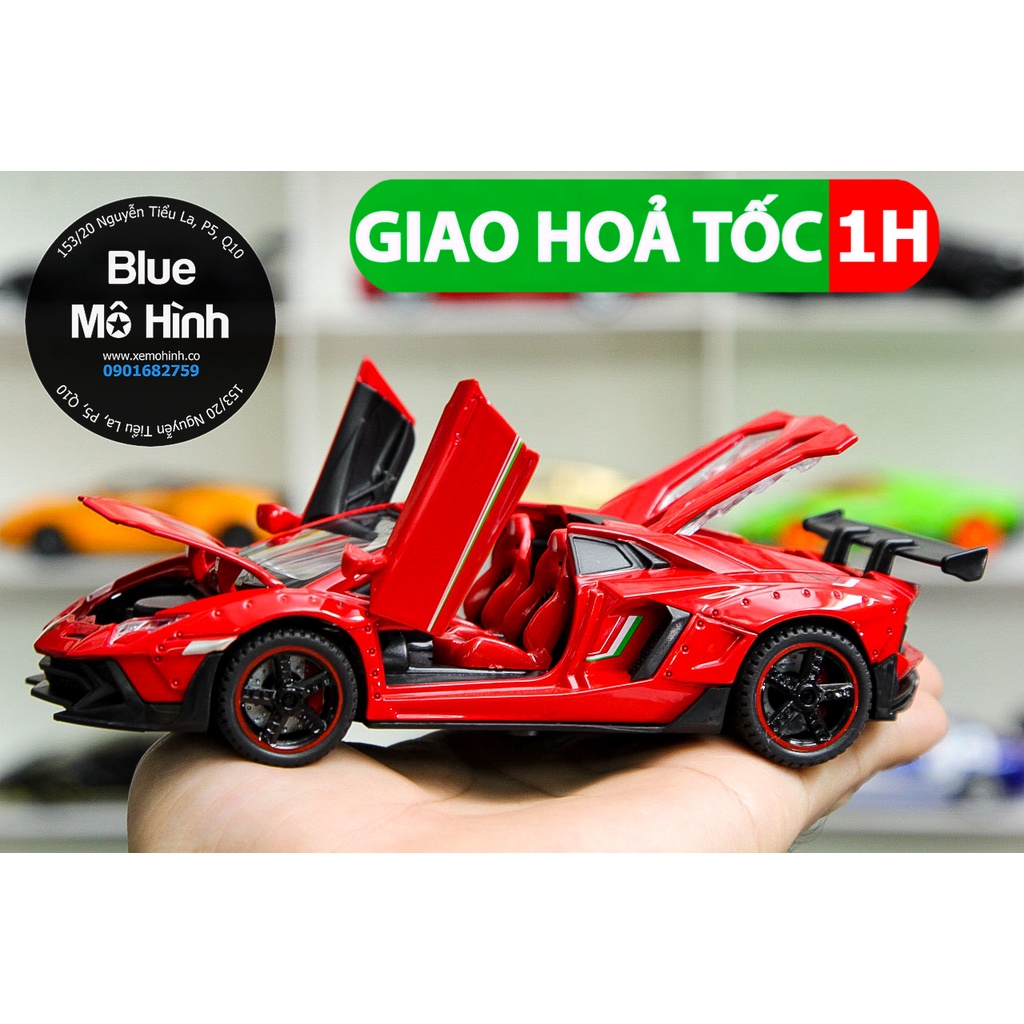 Blue mô hình | Xe mô hình Aventador SVJ mui trần Lambo 1:32