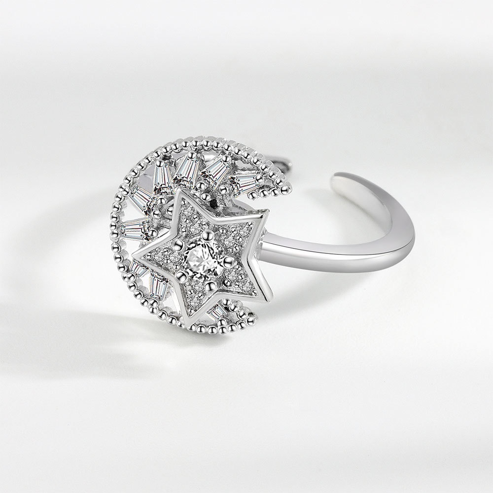 Nhẫn Hình Ngôi Sao / Mặt Trăng Có Thể Xoay Được Thời Trang Cho Nữ