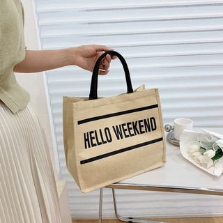 Túi Cói Hello Weekend 2 viền