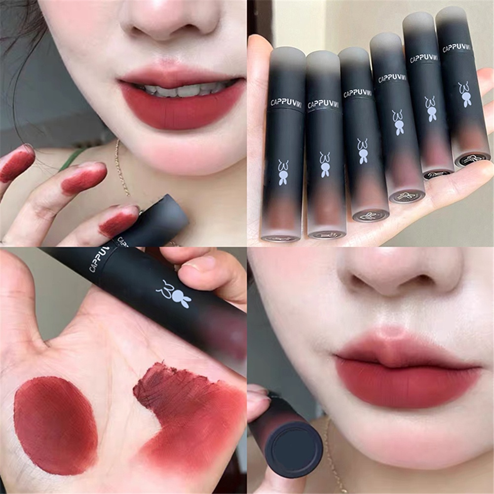Hàng Mới Về Thỏ Đen Son Môi Chống Nước Môi Bùn Nhung Matte Brwon Lip Bùn JULYSTAR