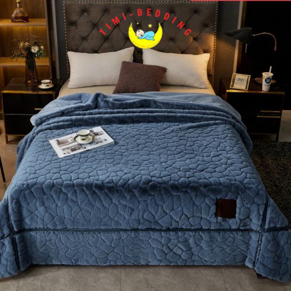 Chăn lông cáo hồ ly vân đá cao cấp, sang trọng kích thước 2x2,3m nặng 7kg cả tủ - Timibedding