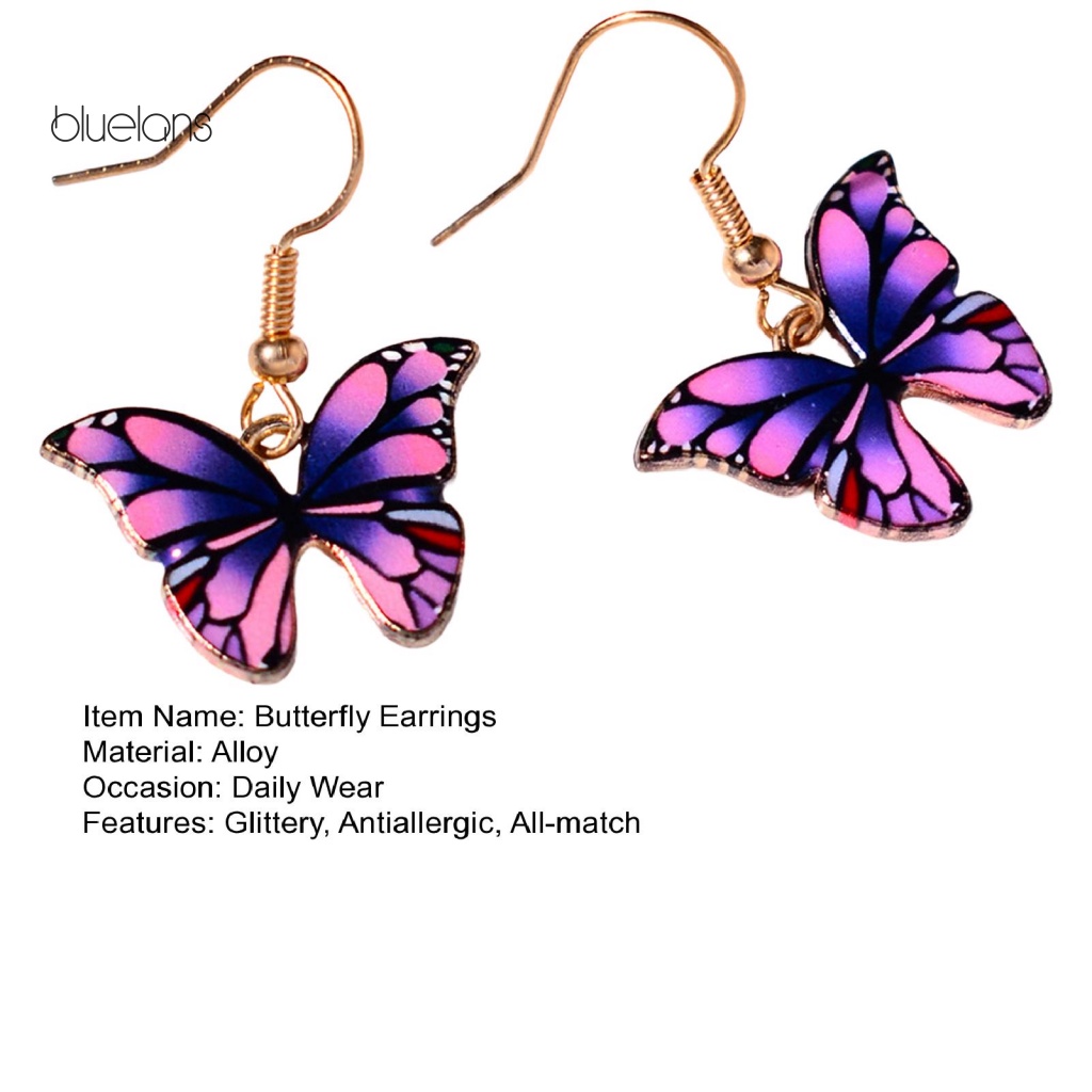 1 Đôi Bông Tai Thả Hình Bướm Nhiều Màu Sắc 3 Màu Lựa Chọn Thời Trang Dự Tiệc