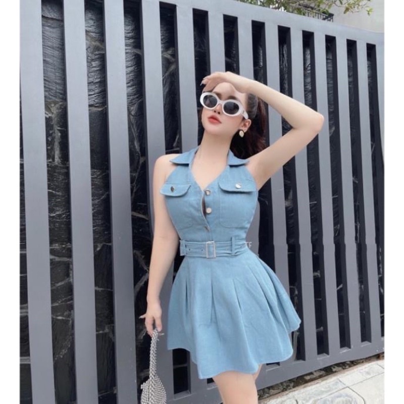 Váy Jean Xoè Cổ Yếm _ Hàng Đẹp _ Giá Rẻ