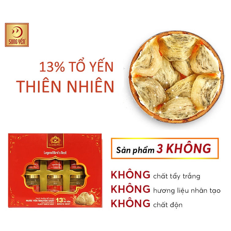 Song yến - Nước yến nguyên chất 13% tổ yến cao cấp (1 hộp 6 lọ)